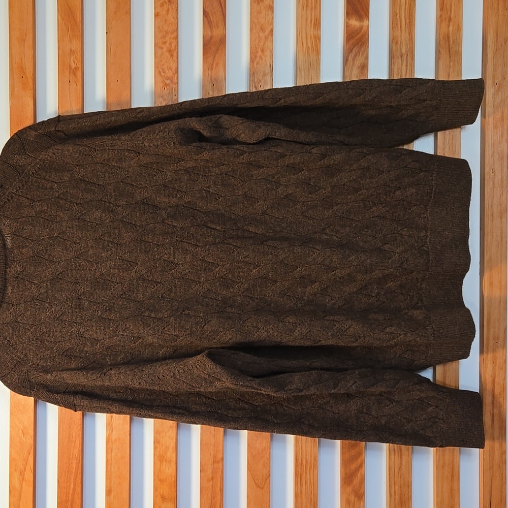 Daniel Cremieux V-Neck Cable‎ Knit Sweater - Brown - Picture 3 of 4